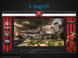 4. Stage3D




© 2012 Adobe Systems Incorporated. All Rights Reserved.
 