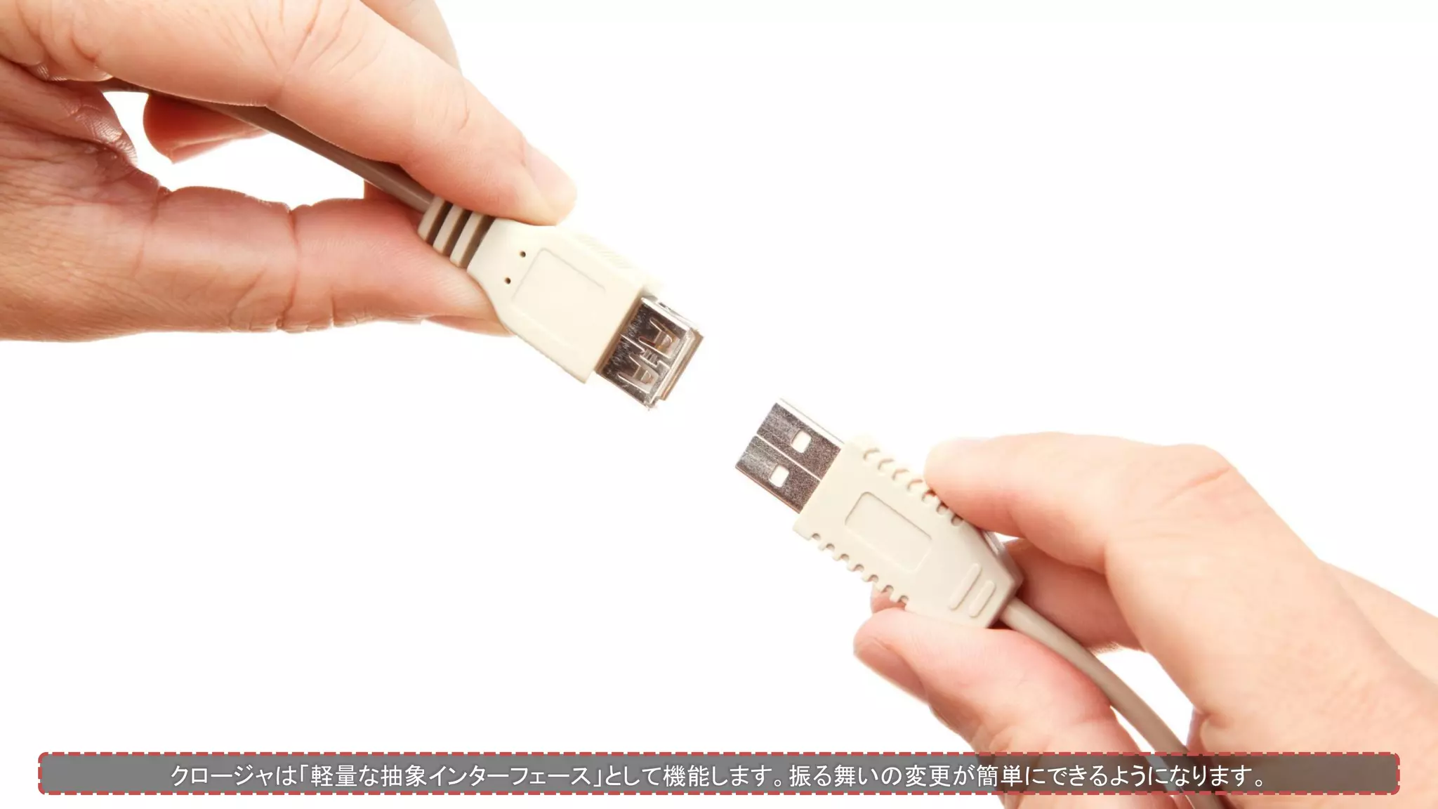 クロージャは「軽量な抽象インターフェース」として機能します。振る舞いの変更が簡単にできるようになります。
 