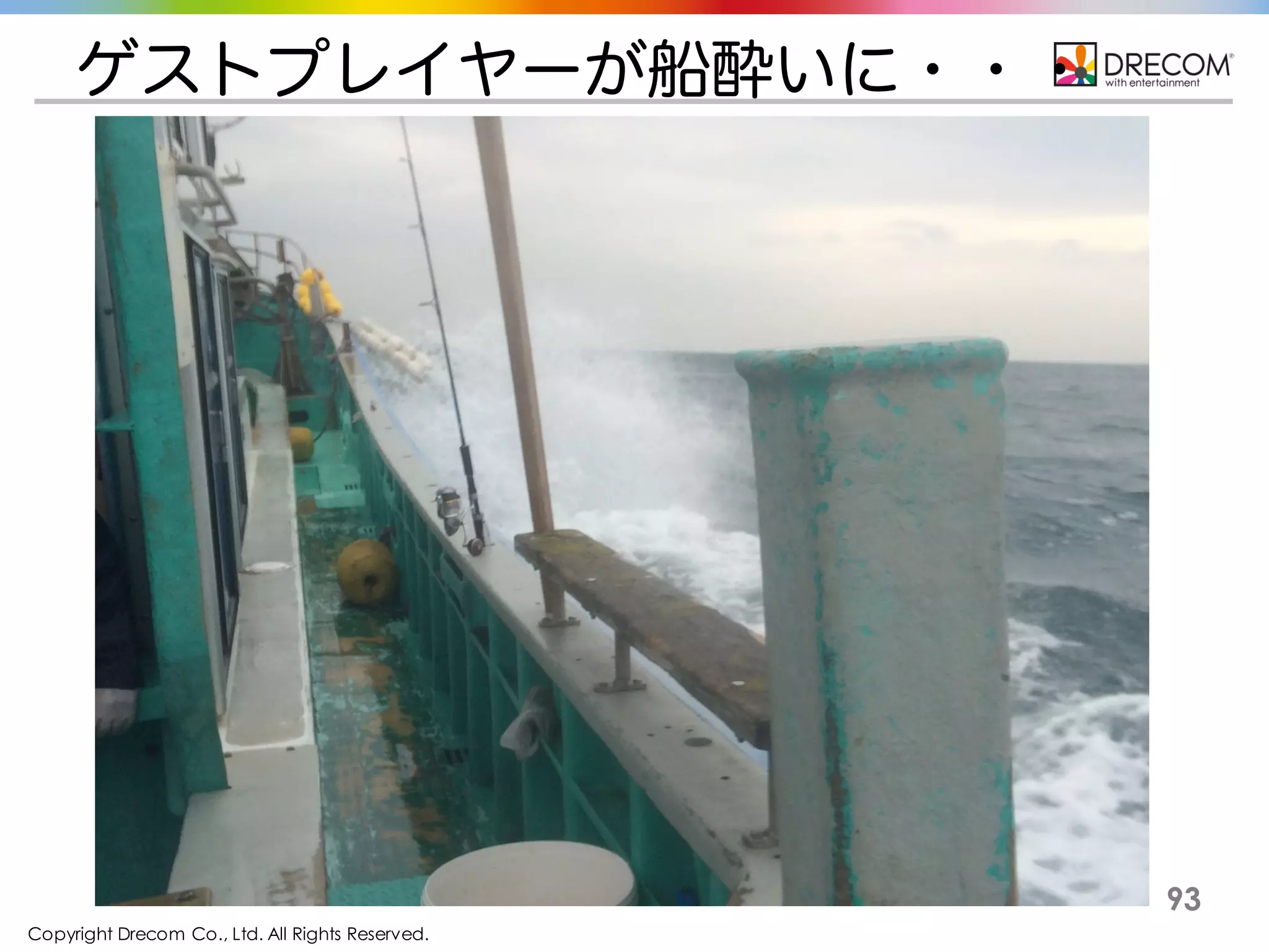 Copyright Drecom Co., Ltd. All Rights Reserved.
93
ゲストプレイヤーが船酔いに・・・
 