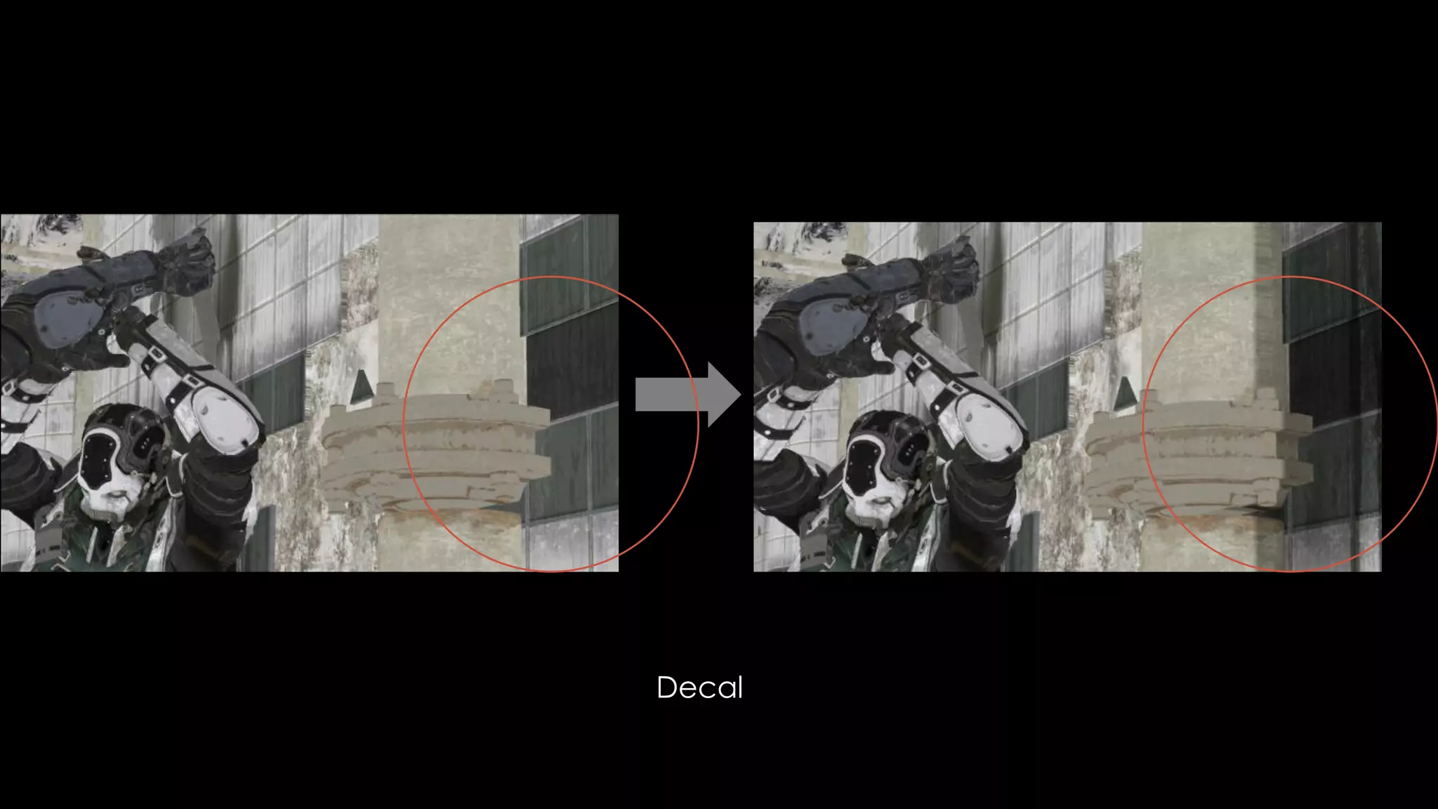 Project Settings / Rendering内にある
D-Buffer DecalsをONにすることにより、この問題を解決できます。
 