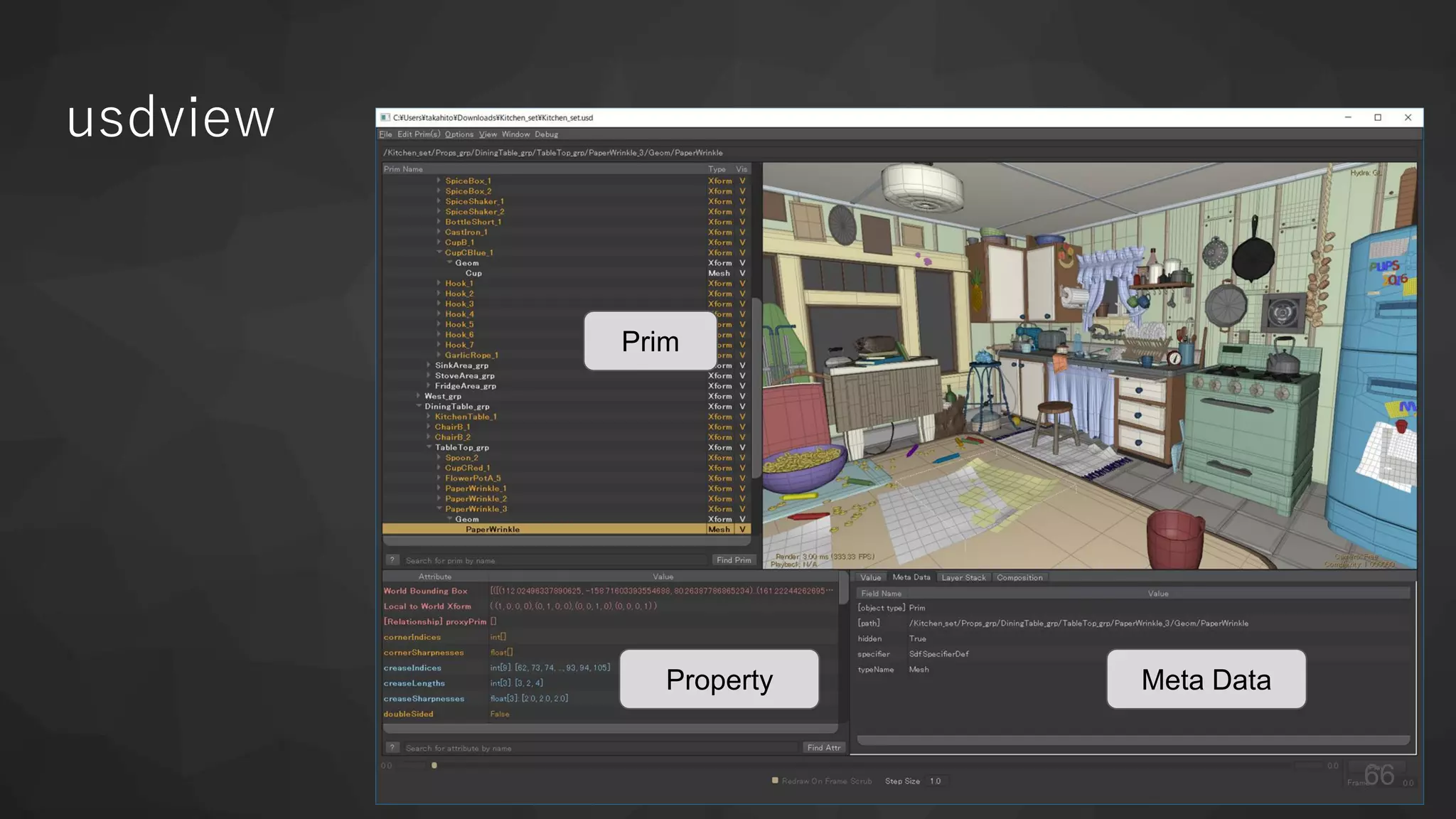 usdview
Prim
Property Meta Data
66
 