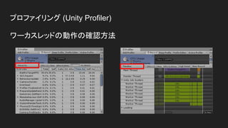 ワーカスレッドの動作の確認方法
プロファイリング (Unity Profiler)
 