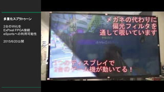 多重化スプラトゥーン
2台のWiiUを
ExPixel FPGA接続
eSportsへの利用可能性
2015/6/20公開
 
