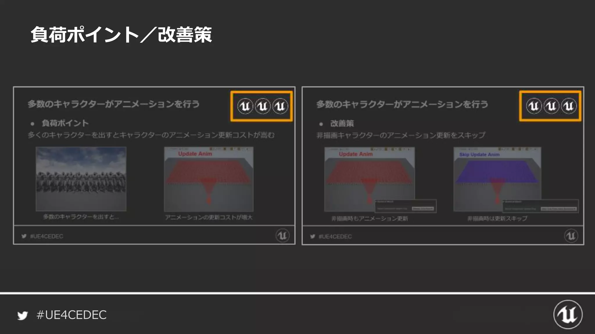 #UE4CEDEC
負荷ポイント／改善策
 