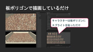 板ポリゴンで描画しているだけ
キャラクターは板ポリゴンに
スプライトを貼っただけ
 