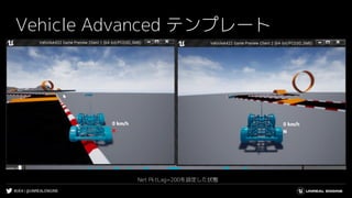 #UE4 | @UNREALENGINE
Vehicle Advanced テンプレート
Net PktLag=200を設定した状態
 