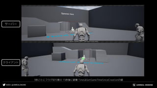 #UE4 | @UNREALENGINE
3秒ごとにフラグ切り替え 15秒後に破壊 TimeはGetGameTImeSinceCreationの値
Server Client
サーバー
クライアント
 
