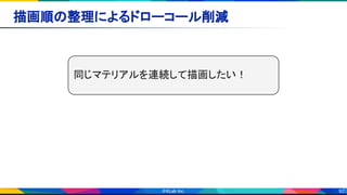 92
描画順の整理によるドローコール削減 
同じマテリアルを連続して描画したい！
 
