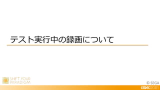 © SEGA
テスト実行中の録画について
 
