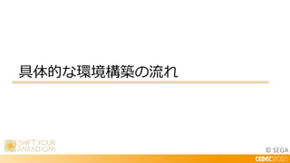 © SEGA
具体的な環境構築の流れ
 