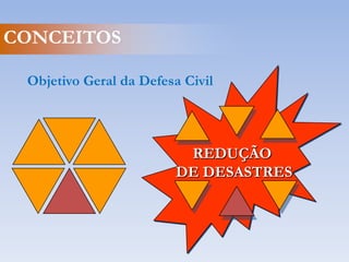 CONCEITOSVULNERABILIDADE- Condição intrínseca ao corpo ou sistema receptor que, em interação com a magnitude do evento ou acidente, caracteriza os efeitos adversos, medidos em termos de intensidade dos danos prováveis.