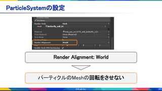 30
ParticleSystemの設定 
パーティクルのMeshの回転をさせない
Render Alignment: World 
 
