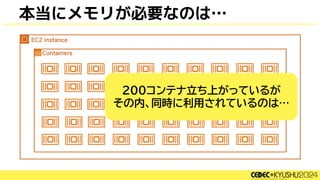 本当にメモリが必要なのは…
200コンテナ立ち上がっているが
その内、同時に利用されているのは…
 