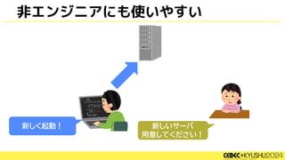 非エンジニアにも使いやすい
新しいサーバ
用意してください！
新しく起動！
 