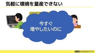 気軽に環境を量産できない
サーバ増やさないと
待ち時間が多いです！
費用の承認
明後日になりそう
今すぐ
増やしたいのに
 