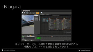 #UE4 | @UNREALENGINE
Niagara
エミッターやモジュール単位で簡単に処理負荷を確認できる
便利なプロファイラも追加されております
 