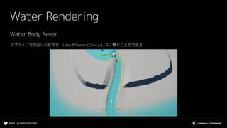#UE4 | @UNREALENGINE
Water Rendering
Water Body Rever
スプラインで自由に川を作り、LakeやOceanとシームレスに繋ぐことができる
 