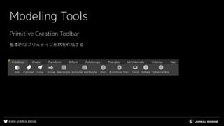 #UE4 | @UNREALENGINE
Modeling Tools
Primitive Creation Toolbar
基本的なプリミティブ形状を作成する
 