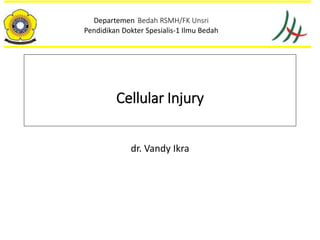 Cellular Injury
dr. Vandy Ikra
Departemen Bedah RSMH/FK Unsri
Pendidikan Dokter Spesialis-1 Ilmu Bedah
 