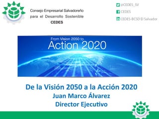 De	
  la	
  Visión	
  2050	
  a	
  la	
  Acción	
  2020	
  
Juan	
  Marco	
  Álvarez	
  
Director	
  Ejecu;vo	
  	
  
 