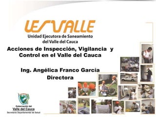 Acciones de Inspección, Vigilancia y 
Control en el Valle del Cauca 
Ing. Angélica Franco García 
Directora 
 