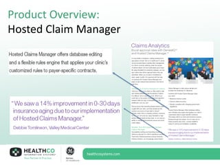 Product Overview:
Hosted Claim Manager
 