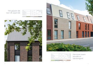 48 49
DAK
Nieuwbouw
MATERIA AL
Alterna 80 x 40
DEKKING
Halfsteensverband
I
Projectkleur: Alterna Donkergrijs
Het gepaste dak
voor elk oppervlak
Harmonie tussen
leiendak en
baksteengevel
DAK
Nieuwbouw
MATERIA AL
Alterna 60 x 32
I
Projectkleuren: Alterna Havanabruin
I
Grijsbruin
I
Keramisch rood
DEKKING
Dubbele dekking / Maasdekking
Minderhout - dmvA Architecten (Mechelen)
I
Sars-la-Bruyère - Axiome Architecture (Mons)
I
 