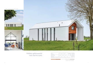 50 51
I
Projectkleur: Alterna Betongrijs
DAK
Nieuwbouw
MATERIA AL
Alterna 60 x 32
DEKKING
Dubbele dekking / Maasdekking
Walhain - Atelier d’architecture Mathen (Corbais)
I
Heldere gebouwschil
met warme toets
 