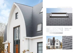 52 53
Noordwijk aan Zee - Architect Jasper de Wolff (Hoorn, Nederland)
I
DAK EN GEVEL
Nieuwbouw
MATERIA AL
New Stonit 60 x 30 & 40 x 24
DEKKING
Dubbele dekking / Maasdekking
I
Projectkleur: New Stonit Leisteengrijs
Spelen met
vormen
 