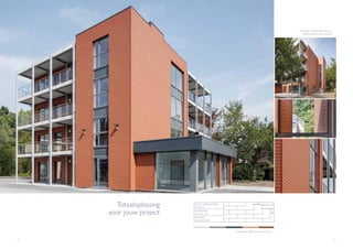 76 77
Cuesmes - Atelier d’Architecture
Robert Bassetto (La Louvière)
I
Totaaloplossing
voor jouw project MATERIA AL
Alterna 60 x 32
DEKKING
Halfsteensverband
I
Projectkleur: Alterna Keramisch rood
GROTE GEBOUWEN
Nieuwbouw
 