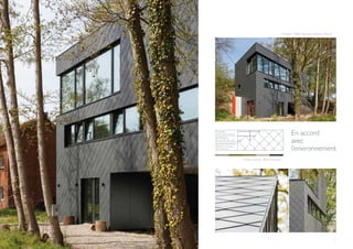 56 57
I
Couleur de projet : Alterna Gris foncé
Temploux - MAGIC Sechehaye Architectes (Namur)
I
En accord
avec
l’environnement
FAÇADE
Constructions neuves
MATÉRIAU
Alterna 40 x 40 x 10
RECOUVREMENT
Ardoises en losange -
Pose à damiers
 