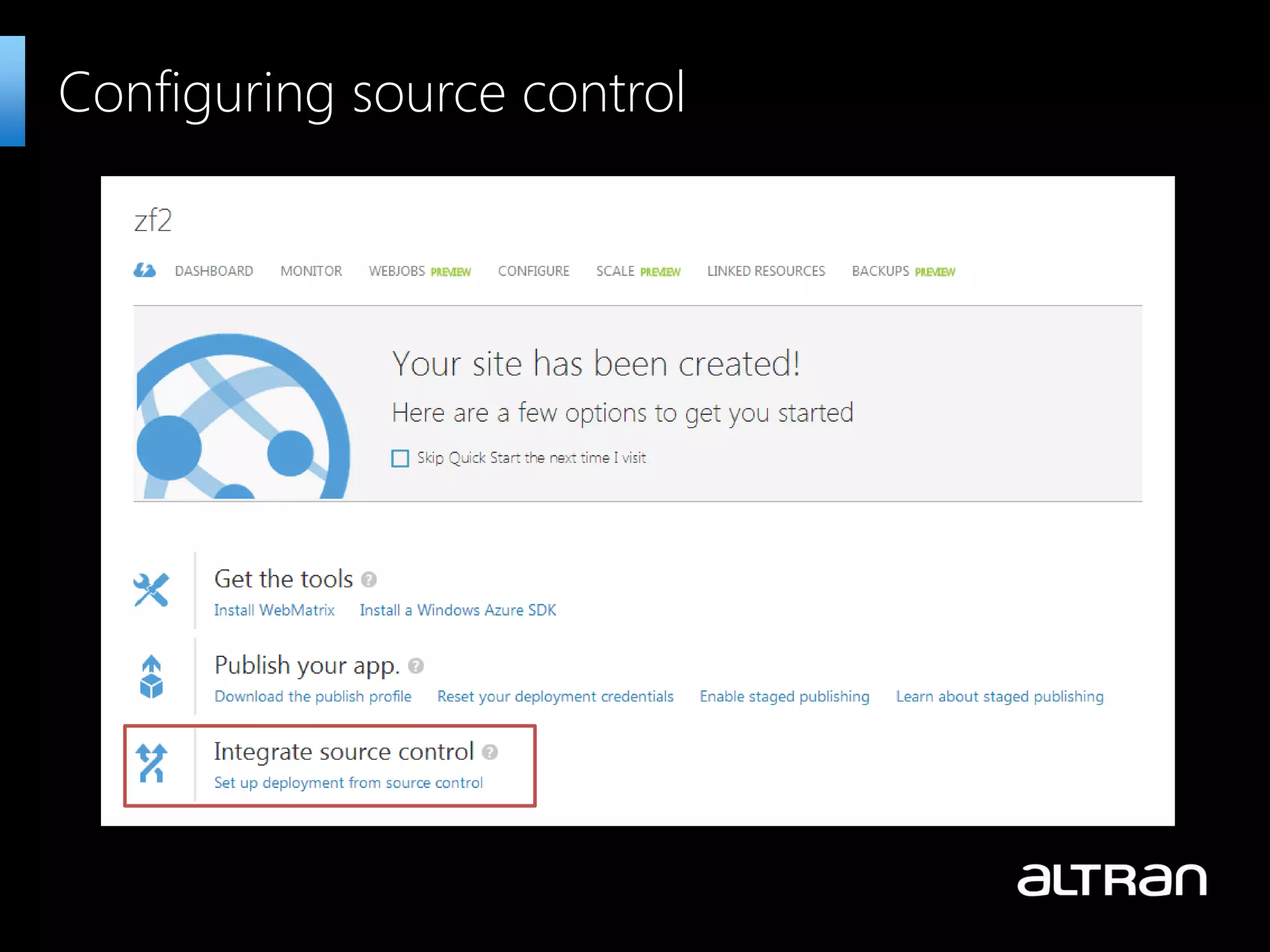 Configuring source control
 