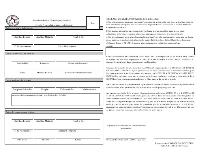 Cedula de Inscripcion