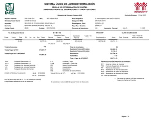 SISTEMA ÚNICO DE AUTODETERMINACIÓN
CÉDULA DE DETERMINACIÓN DE CUOTAS
OBRERO-PATRONALES, APORTACIONES Y AMORTIZACIONES
Página: 30
Bimestre de Proceso: Febrero-2023 Fecha de Proceso: 17/mar./2023
Registro Patronal:
Nombre o Razón Social:
Z45-13180-10-0
ALPOM SA DE CV
RFC: ALP-180428-RU9 Area Geográfica:
Delegación IMSS:
A (Homologada a partir del 01/10/2015)
MICHOACAN 17
Actividad: SERVICIO DE OPERACIONES INDUSTRIALES Subdelegación IMSS: MORELIA 03
Domicilio: MONTAÑA MONARCA NORTE 1000 INT 8 Pob., Mun. / Alcaldía: MORELIA
Código Postal: 58350 Entidad: MICHOACAN Convenio de Reembolso: NO Aportación Patronal: 5.00 % V 3.6.3
No. de Seguridad Social N O M B R E RFC/CURP CLAVE DE UBICACIÓN
Clave Fecha Días SDI Lic. Inc. Aus. Retiro Patronal
Cesantía y Vejez
Obrera Suma
Aportación
Patronal
% o $ o FD
Amortización * Suma Créd. Vivienda
Tipo y Fecha de
Movto. de Crédito
20,565 92,776.54
174,431.77
52,007.46
319,215.77
231,943.08 227,798.35 459,741.43
Total de Cotizantes:
Total a Pagar de RCV
Total a Pagar RCV e INFONAVIT
416
319,215.77
778,957.20
Total de Acreditados:
Aportación Patronal S/Crédito:
Aportación Patronal C/Crédito:
Amortización:
FUNDEMEX
Total a Pagar de INFONAVIT
55
200,800.85
31,142.23
227,798.35
0.00
459,741.43
P/IV Trabajador Pensionado I.V. C. V. Cesantía y Vejez AMORTIZACION DE CREDITOS DE VIVIENDA
P/CV
S/R
J/R
E/C
Trabajador Pensionado C.V.
Trabajador con Semana Reducida
Trabajador con Jornada Reducida
Trabajador Eventual del Campo
% o $
SDI
INC
AUS
ISM
Porcentaje o Cuota Fija
Salario Diario Integrado
Incapacidades
Ausentismos
Incremento al Salario Mínimo
ICV
FSD
RD
MTD
MVD
Inicio del Crédito de Vivienda
Fecha de Suspensión de Descuento
Reinicio de Descuento
Modificación de Tipo de Descuento
Modificación de Valor de Descuento
Unidad de Medida y Actualización: 96.22 01/02/2022 Salario Mínimo del D.F.: 207.44 01/01/2023 MNC Modificación de Número de Crédito
103.74 01/02/2023 FD Factor de Descuento
Para el cálculo del ramo de C. V. y de Vivienda se utilizará
el tope salarial establecido en la ley respectiva. Se considera el valor de $96.32 para el Factor de Descuento
* Se toman en cuenta 15.00 por concepto de
Seguro de Daños de Vivienda.
 