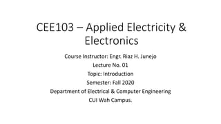 CEE103 - Lecture No 01.pdf applied electricity | PDF