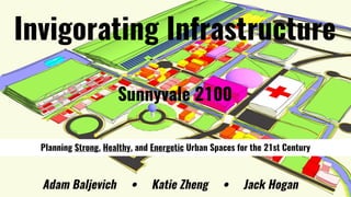 Invigorating Infrastructure
Sunnyvale 2100
Adam Baljevich • Katie Zheng • Jack Hogan
Planning Strong, Healthy, and Energetic Urban Spaces for the 21st Century
 