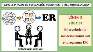 S1931134 PLAN DE FORMACIÓN PERMANENTE DEL PROFESORADO
LÍNEA 3
S1905137
El crecimiento
socioemocional con
el programa ER
 