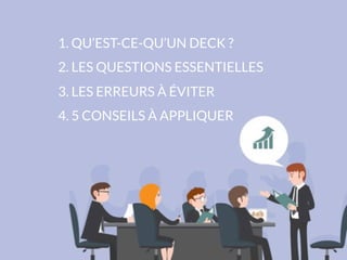 1. QU’EST-CE-QU’UN DECK ?
2. LES QUESTIONS ESSENTIELLES
3. LES ERREURS À ÉVITER
4. 5 CONSEILS À APPLIQUER