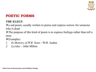 English Poetry: Poetic Forms &amp; Genres | PPT
