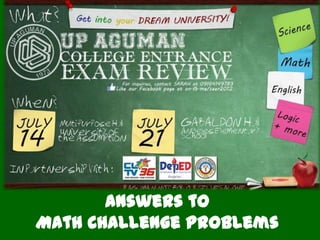 Answers to
Math Challenge Problems
 