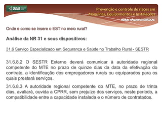 Prevenção e controle de riscos em Máquinas, Equipamentos e InstalaçõesMódulo MÁQUINAS AGRÍCOLAS