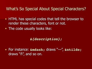 Html/text Charaters HTML_Training_101 | PDF