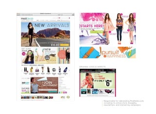 Responsible for rebranding ModDeals.com,
including its online store, biweekly
newsletters, and marketing campaigns.
ORIGINAL LOGO & WEBSITE
 