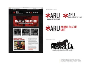 Website design and logo variations
for ARU. Challenge to maintain some
respect of original logo in new design.
ORIGINAL LOGO
REDESIGNED LOGO
 