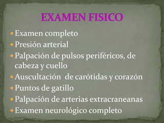 Trauma craneoencefálicoFármacos:-asociados: nifedipina, trimetoprim sulfa, dinitrato de isosorbide, ranitidina-inician: cimetidina, anovulatorios orales, danazol-agravantes: vitamina A y derivados del ácido retinoico y terapia hormonalCefalea en la familia (primer grado de consanguinidad), migraña--- 55 y 85%HISTORIA MEDICOQUIRURGICA Y FAMILIAR