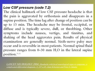 LANCET NEUROLOGY 2004;  Headache with focal neurological signs or symptoms: a complicated differential diagnosis, 3; 237 a 45, Jean Schoenen and Peter S. Sándor 