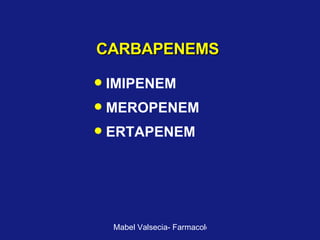CARBAPENEMS IMIPENEM MEROPENEM ERTAPENEM 