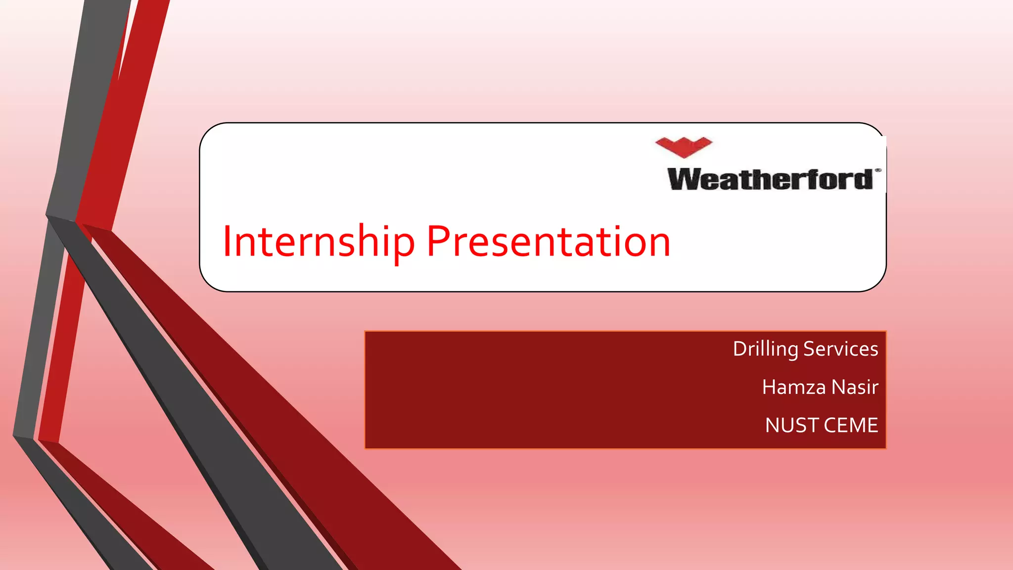 Internship Presentation
Drilling Services
Hamza Nasir
NUST CEME
 