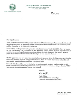 IRS thank you letter