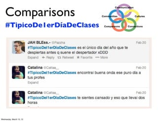 Comparisons
    #TipicoDe1erDíaDeClases




Wednesday, March 13, 13
 